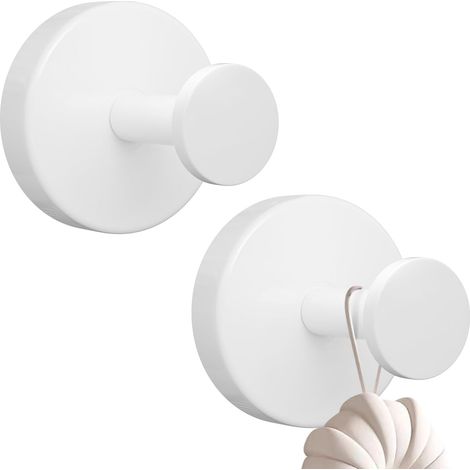 YUNISS 2 x Suction Hooks, Stainless Steel Suction Hooks, Powerful Load 5 kg, No Drilling, Removable, Reusable Wall Hook, for Glass, Tiles, Bathroom, Kitchen – White