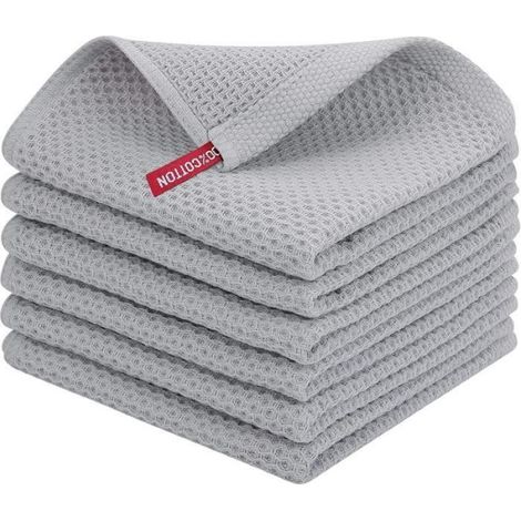 Torchon - - gris clair - 33x33 cm - Coton - 6 pièces (1/5)