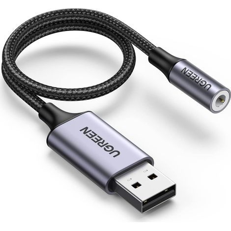 Adaptateur USB vers Jack 3,5mm Carte Son Externe USB pour Casque Audio Micro TRRS Enceinte Haut Parleur Plug et Play Compatible avec PS5 PSlim Switch Raspberry Pi Windows Mac OS (1/5)