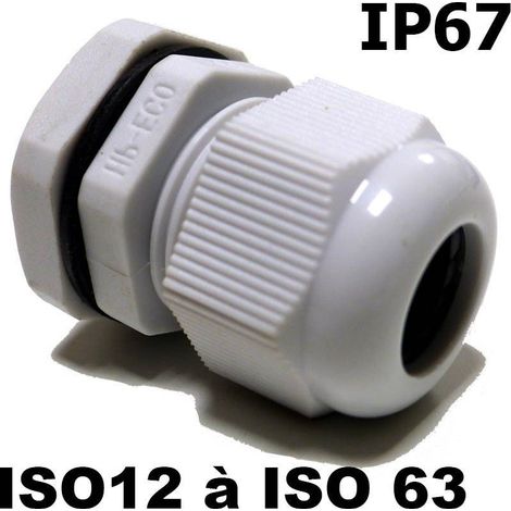 Presse étoupe ISO IP67 – Contre écrou – M12 – Ø 3-6,5mm – Perçage 12,5mm – Étanchéité pour câbles jusqu'à 44mm – Hilpress