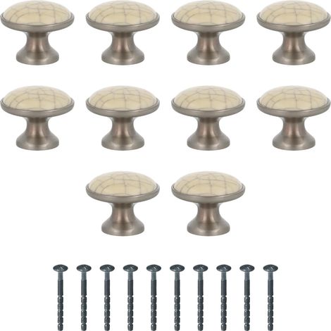 Pack de 10 Poignées pour meubles - Ø29 mm - Couleur Nickel Brossé -En Zamak/Céramique - Tiradores pour tiroirs et armoires de cuisine et de salle de bain avec style - Mod. 822 (1/5)