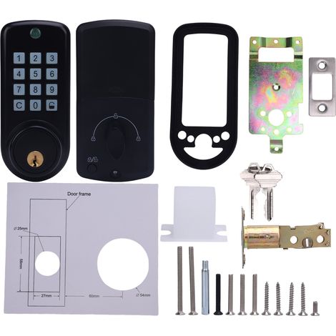 Serratura intelligente per porta d'ingresso senza chiave, password, chiave meccanica, 2 metodi di sblocco, elettronica automatica, lega di zinco per spessori da 35 a 55 mm, ufficio, casa, camera da le