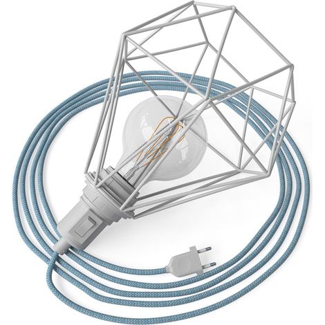Creative Cables – Tischleuchte „Snake“ – Steckdosenleuchte mit diamantförmigem Lampenschirm (1/3)
