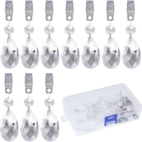Swpeet 10 pcs Clip en Métal des Cucurbitaceae prismes de verre de cristal Pendentif Poids de Nappe Convient pour la maison, les fêtes, les pique-niques, restaurant, les mariages, les buffets, etc. (1/5)