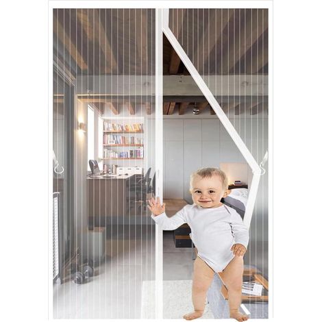 Moustiquaire Porte 80x220cm,Fermeture Automatique Magnétique,Rideau Anti Insectes Respirant,Sans Perçage Pour Balcon Salon (1/5)