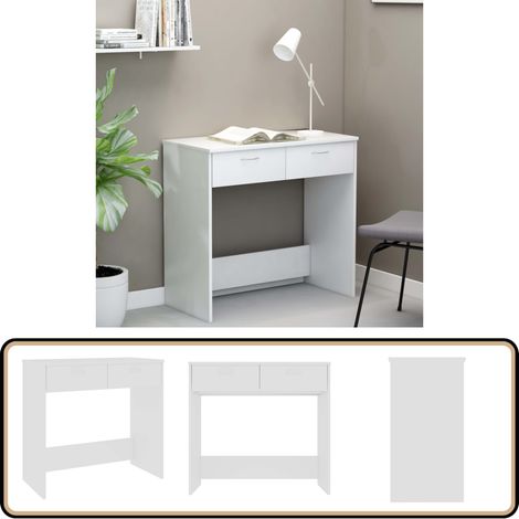 Bureau Blanc 80x40x75 cm Bois d'ingénierie - Bureau Blanc - Bureau Design - Bureau Compact - Bureau Enfant - Bureau Étudiant (1/5)