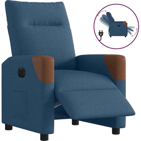 Fauteuil inclinable électrique, tissu bleu (1/5)