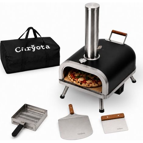Four à pizza extérieur à pellets – BBQ et grill portable – Jusqu’à 450 °C – Thermomètre – Pelle et coupe‑pâte inclus (1/5)