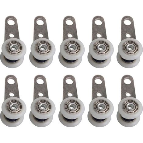 Lot de 10 roulettes pour baies vitrées ou portes coulissantes - en métal et en plastique - 4,5 x 1,9 cm (1/5)