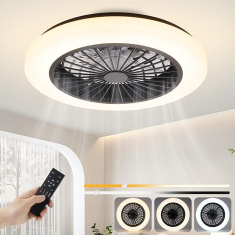 Ventilador de techo GBLY con iluminación silenciosa - Lámpara de techo LED con control remoto de 40 W, regulador de intensidad de 6 velocidades, lámpara de sala de estar moderna con ventilador (1/5)