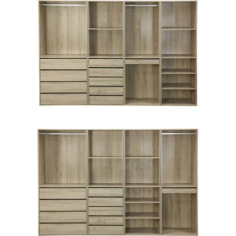 Sweeek – Kit dressing modulable 4 éléments – 2 tiroirs, 2 étagères, penderie acier inoxydable – Dimensions L 260 x P 45 x H 180cm — vue 4