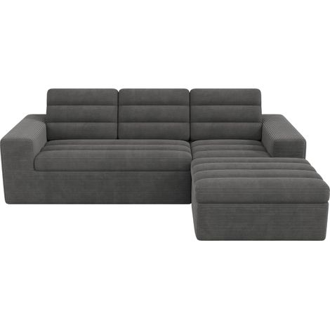 Sofá Esquinero Modular en Pana, Sin Estructura, 4 a 5 Plazas, Gris Oscuro (1/5)