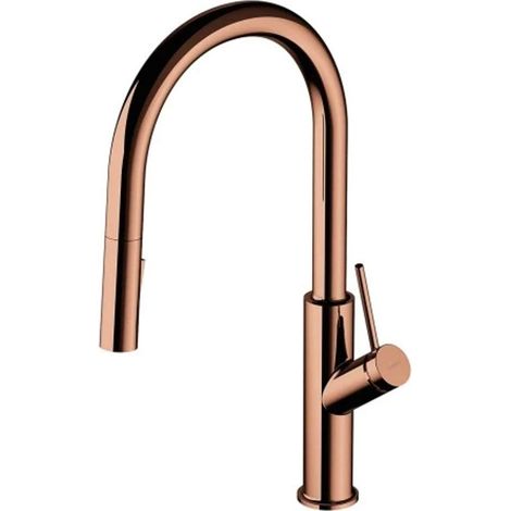 OMNIRES Bend - Spültischarmatur mit ausziehbarem Auslauf, Kupfer BE6455CP
