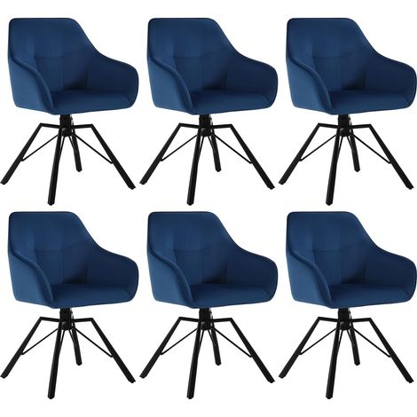 Woltu – Lot de 6 chaises pivotantes 360° en velours et métal – Chaise salle à manger scandinave – Accoudoirs et dossier confortables – Capacité 150 kg (1/5)