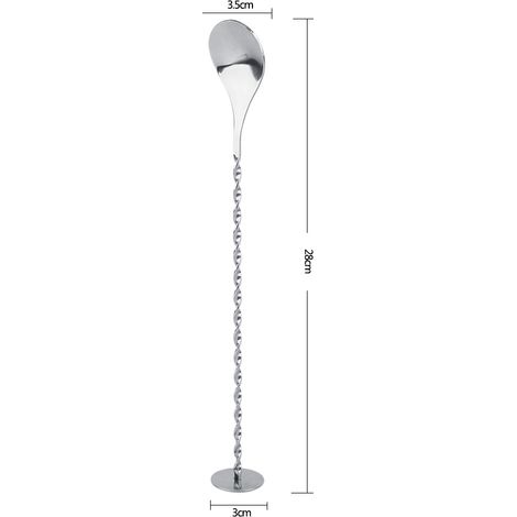 28 cm (11 Zoll) langer Cocktaillöffel aus Edelstahl für Barkeeper, ideal zum Mixen von Getränken und Wein. (1/5)