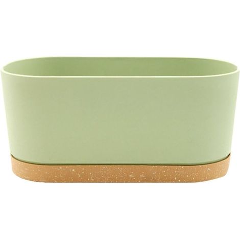HOXILEELEO - Pot de fleurs rectangulaire en plastique, pot de fleurs pour légumes, balcon, simple, pour chambre à coucher, balcon, salon (vert, A) 40 x 17,8 cm (1/5)