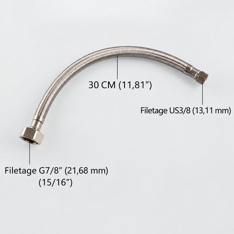 Flexible WC inox 304 tressé 15/16(7/8)-9/16(3/8) Modèle C 30 cm 20,5 × 15 × 5 cm 176 g – Livraison gratuite
