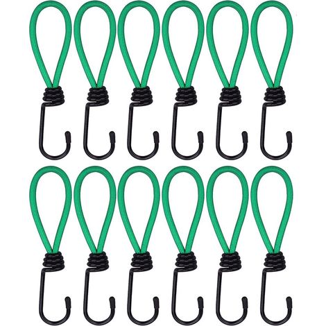 12 Pièces Crochet Tendeur, Tendeur  Crochet Tendeurs élastique Camping avec Crochet, Sangle Élastique pour Bâches (1/5)
