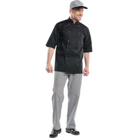 Veste de cuisine mixte Chaud Devant Hilton Poco manches courtes noire L