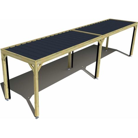 Carport bois • 10m x 2m • indépendante • sens largeur • livraison comprise (1/3)