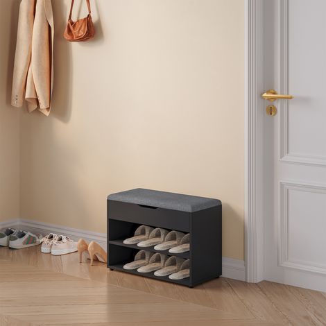 Schuhbank Gentofte 60x30x46cm Schwarz/Grau [en.casa]