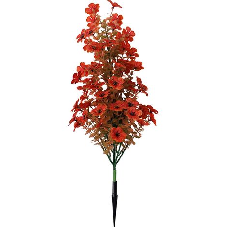 Pique fleur artificiel sol couleur vive – Faux violet eucalyptus extérieur rouge, décoration (1/5)