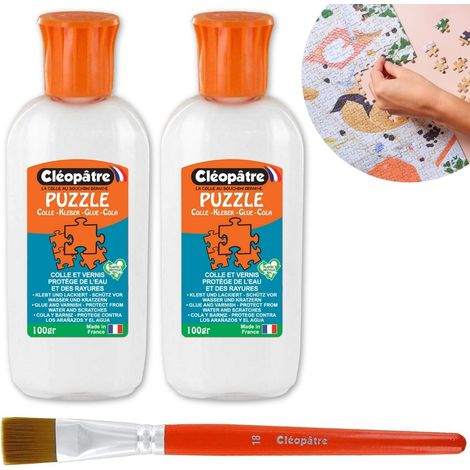 Colle Vernis Puzzle avec Embout Précis Transparent – Lot de 2 Flacons de 100g avec Brosse Plate n°18 (1/5)