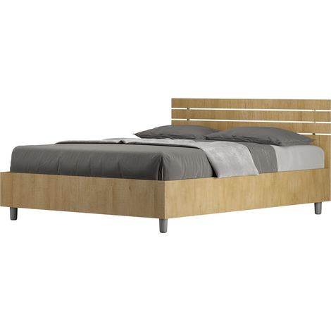 Letto Matrimoniale Francese 140x190 cm con Rete Ankel Testata Doghe Dritta Quercia (1/5)