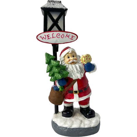 Figurine de Père Noël, bonhomme de neige lumineux en résine, décoration de Noël de bureau (Type B) (1/2)
