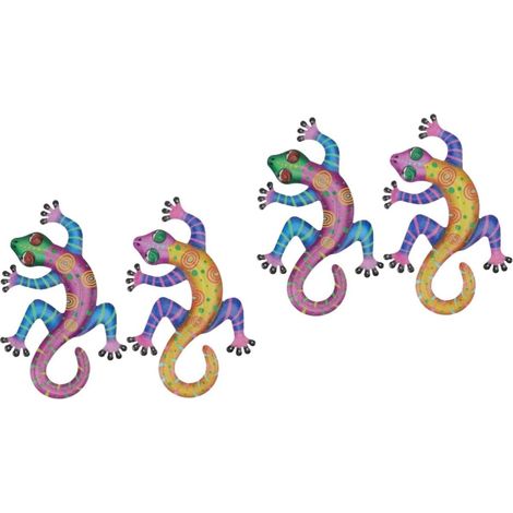 4pièces Décoration Murale Fer De Art Mural Créatif Ornements Colorés Pour Intérieur Et Extérieur Décor Élégant Pour Salon Et Jardin (1/5)