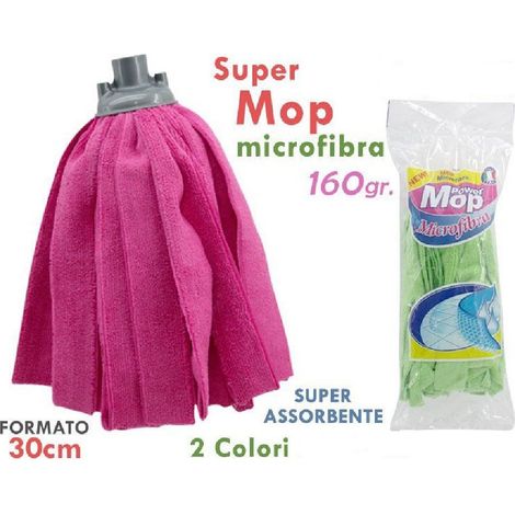 TrAdE Shop Traesio - Super Mop Mocio Panno Ricambio Microfibra Universale 160gr Super Assorbente 30cm - (1/2)
