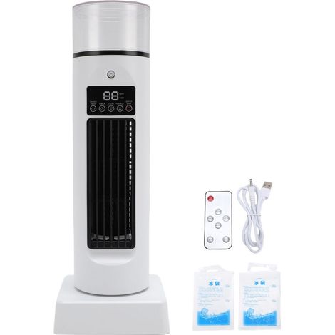 Ventilateur de table tour avec télécommande, sans pales, USB, silencieux, vaporisateur, refroidisseur d'air, humidificateur (1/5)