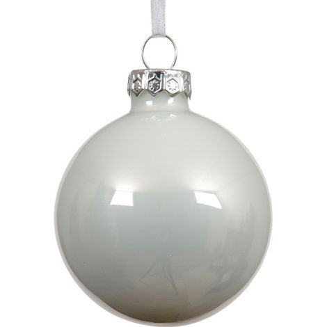 Weihnachtskugel glänzend weiß 10 cm (1/2)