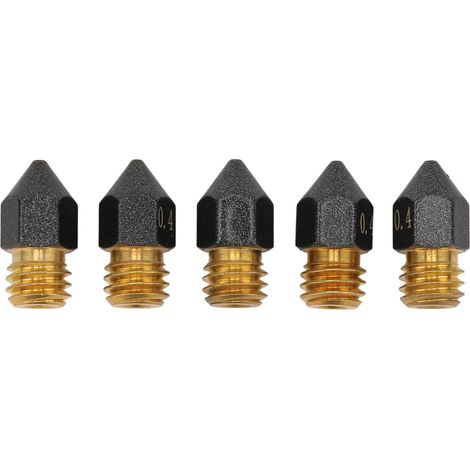 Lot de 5 buses d'impression 3D en laiton 0.4mm, revêtement PTFE, extrudeuse MK8 pour filament 1.75mm (1/5)