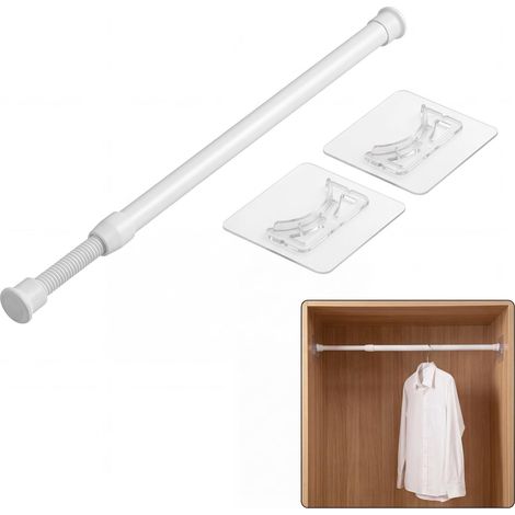 1 Set, Tringle Télescopique 30-50cm Blanche avec 2 Supports, Ø13mm, Sans Perçage, Pour Fenêtre, Armoire, Comme Barre de Séchage, Tringle à Rideaux, Fixation Renforcée (1/5)