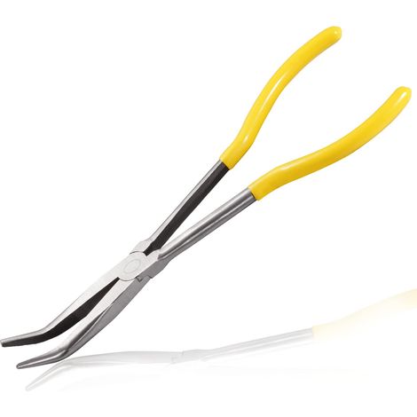 Pince à bec courbé de 28cm de long avec mâchoires dentelées pince coudée à 45 degrés pince à longue portée pour les espaces étroits difficiles à atteindre et les zones de dégagement limitées (1/5)