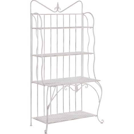 Estantería para plantas jardín beige claro metal interior exterior retro 4 baldas independiente almacenamiento para jardín Pavona (1/5)