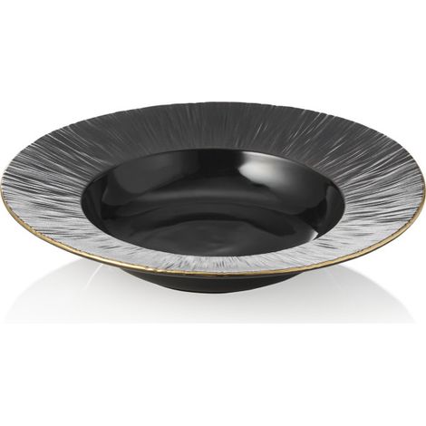 Assiette creuse Ø 23,5 cm noir bord doré MAYA KURO lot de 3 - Was Germany (1/2)