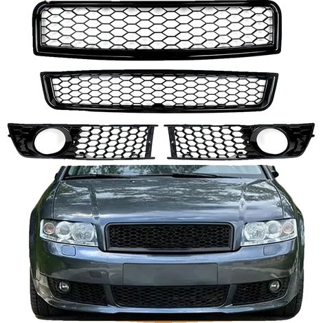 Grille Avant, Design en Nid d'Abeille, S'adapte à Audi A4 B6 Berline 2001-2005, Dimensions 782512,5 cm, Installation Facile, Poids Brut 3,04 LB (1/5)