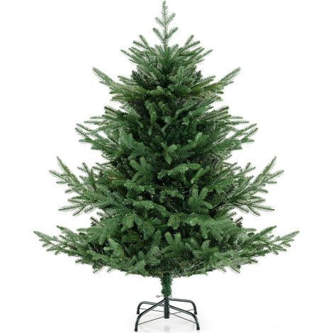 Sapin de noël artificiel 135 cm lot de 1 branches luxuriantes éclairage réglable ambiance chaleureuse en PVC vert