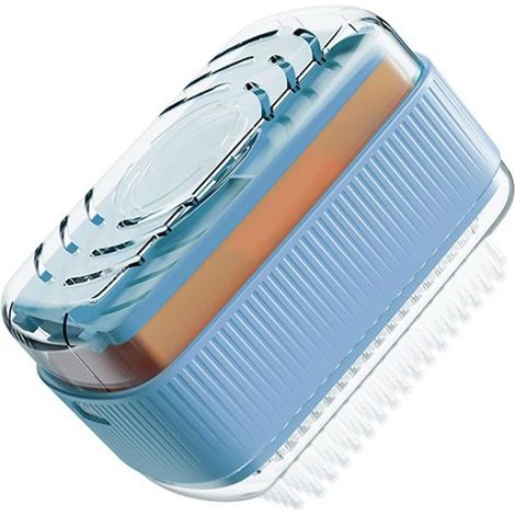 Jabonera espumosa - Soporte para dispensador de jabón - Ideal para viajes y organización - Diseño de doble capa - 75 x 13 cm - Azul (1/5)