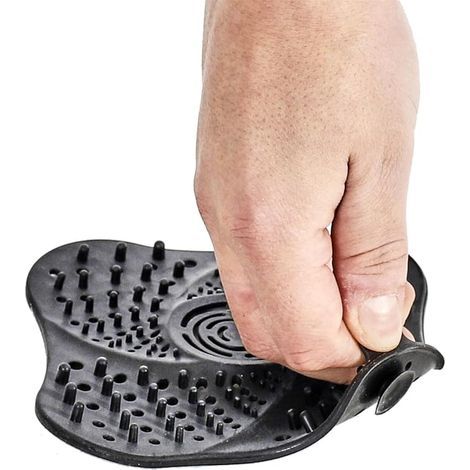 Filtre piège à cheveux en silicone noir 13.5x13.5cm, filtre à cheveux, baignoire, lavabo de douche (1/5)