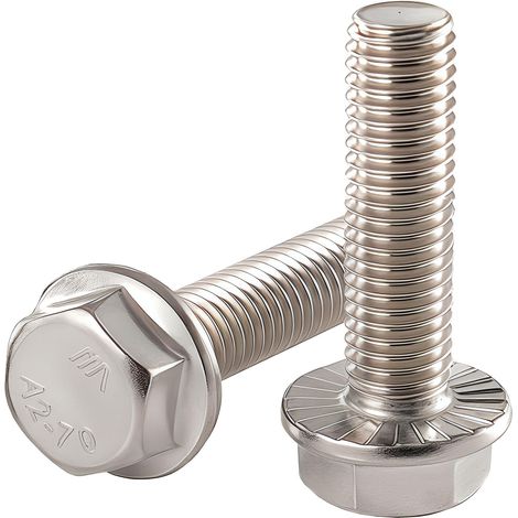 Boulon à bride M8×60 mm M8×1,25, acier inoxydable 304 (A2-70), DIN 6921, finition brute, filetage complet, 10 PCS (1/5)