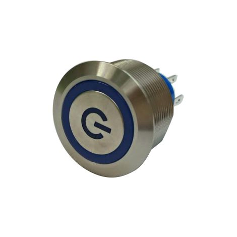 Bouton-poussoir, Momentané lumineux, LED Bleu, Unipolaire à deux directions (1RT), 3 A, 5 A, Montage panneau ( Prix pour Paquet de 1 )