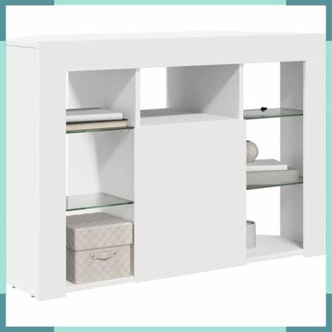 889785 Meuble TV LED d'Angle Blanc 100x40x68cm Bois d'ingénierie (1/5)