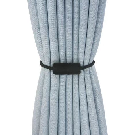 Juego de 2 sujetadores magnéticos para cortinas, fijadores para cortinas, soporte para cortinas, sujetadores de cortinas de cable de acero reforzado (negro) (1/5)