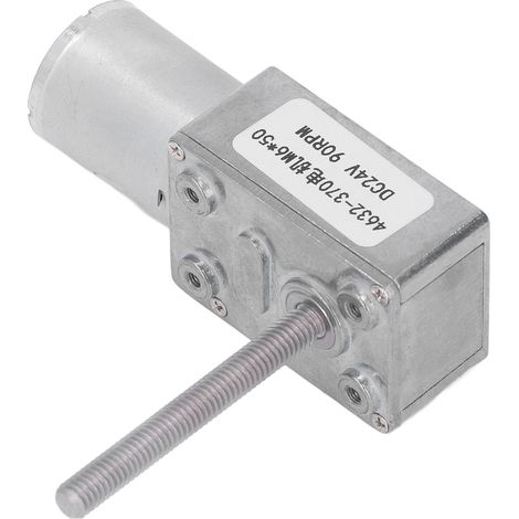 Moteur à engrenages à vis sans fin CC, autobloquant, haute précision, réducteur de vitesse, 24 V CC, filetage M6 x 50 mm, vitesse à vide de 90 tr/min (1/5)