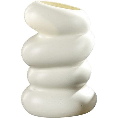 Juego de 2 jarrones de plástico, jarrones decorativos en espiral de estilo nórdico para flores secas y frescas, imitación de porcelana blanca. (1/5)