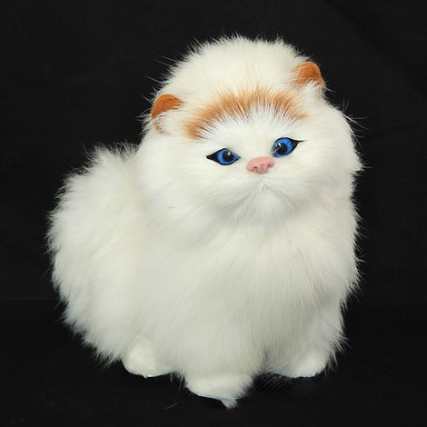 Jouet pour chat en peluche simulée en poil de mouton véritable, poupée électronique avec son miaulement, jouet mignon pour enfants (1/5)