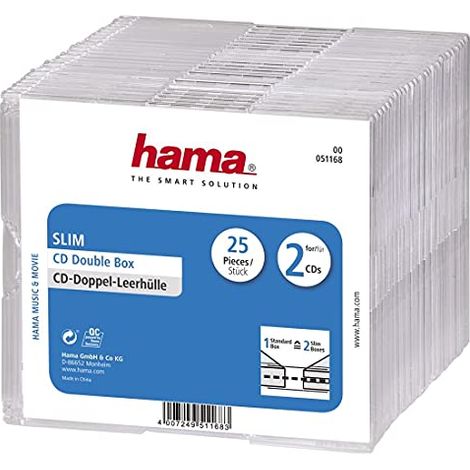 Hama Busta per CD 00051168 2 CD/DVD/Blu-ray Trasparente Polistirolo 25 pz. (1/3)